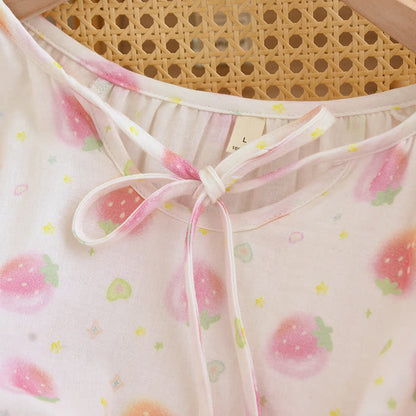 Vêtements de nuit en gaze de coton fraise rafraîchissante