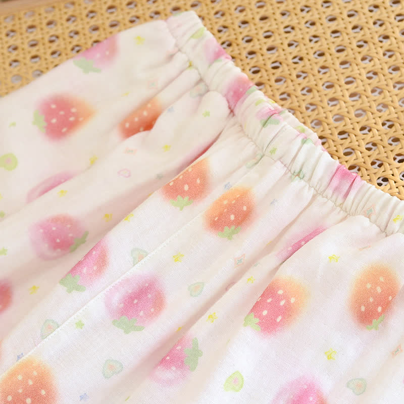 Vêtements de nuit en gaze de coton fraise rafraîchissante