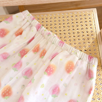 Vêtements de nuit en gaze de coton fraise rafraîchissante