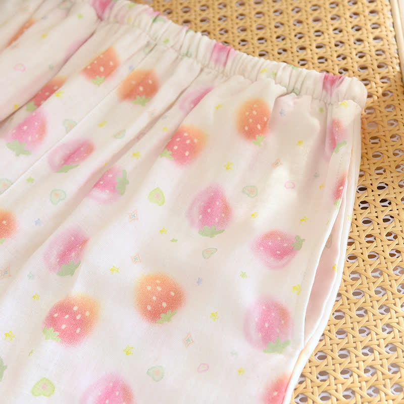 Vêtements de nuit en gaze de coton fraise rafraîchissante