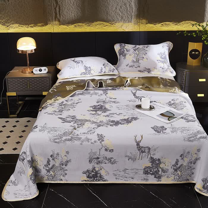 Couette réversible rafraîchissante au motif paysage jacquard