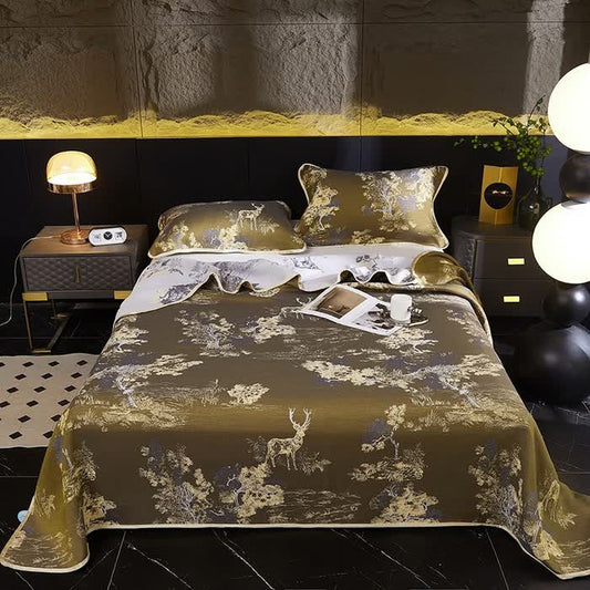 Couette réversible rafraîchissante au motif paysage jacquard