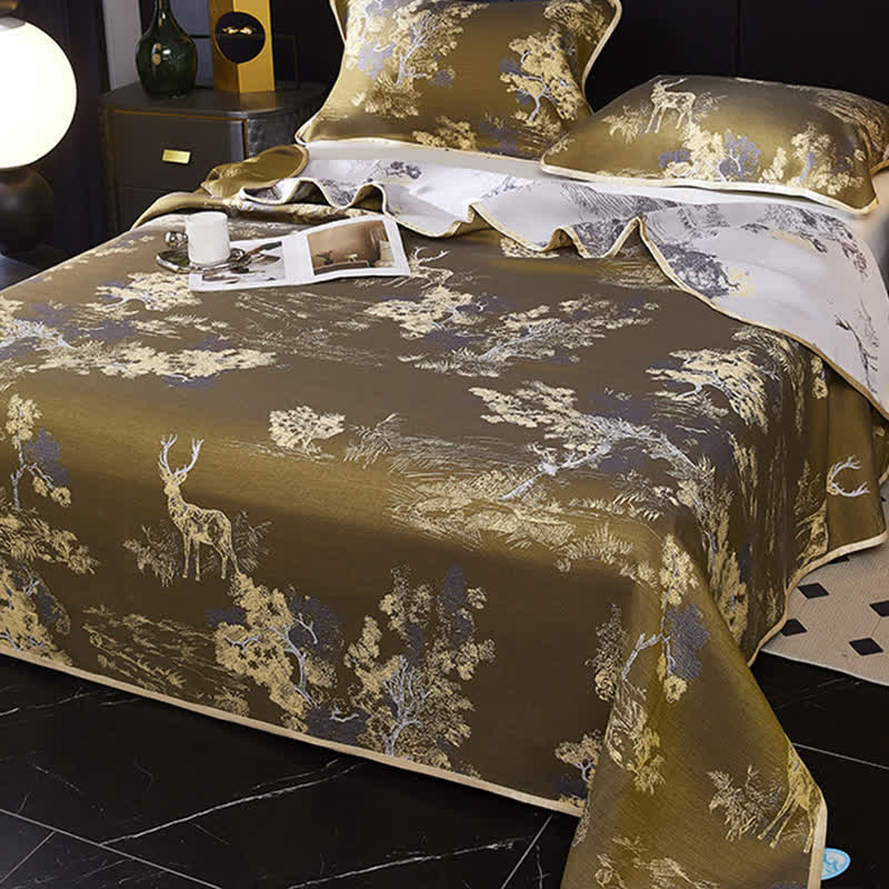 Couette réversible rafraîchissante au motif paysage jacquard