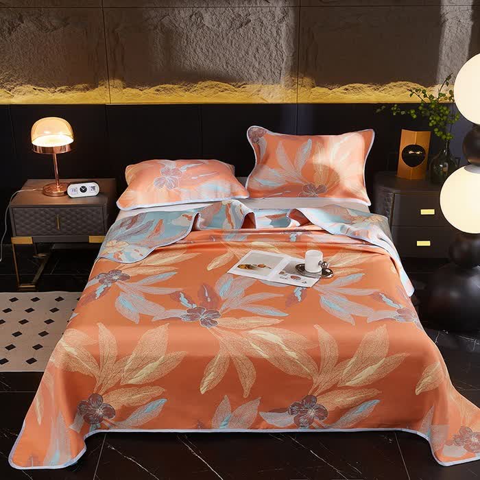 Couette réversible et respirante avec motif de feuilles jacquard