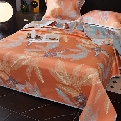 Couette réversible et respirante avec motif de feuilles jacquard