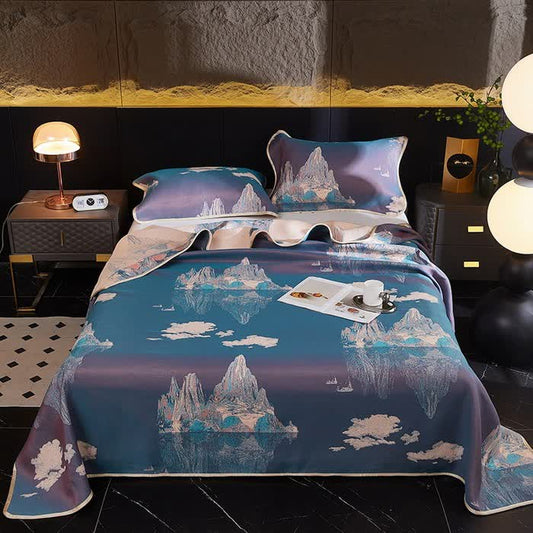 Couette réversible rafraîchissante et douce au style jacquard vintage