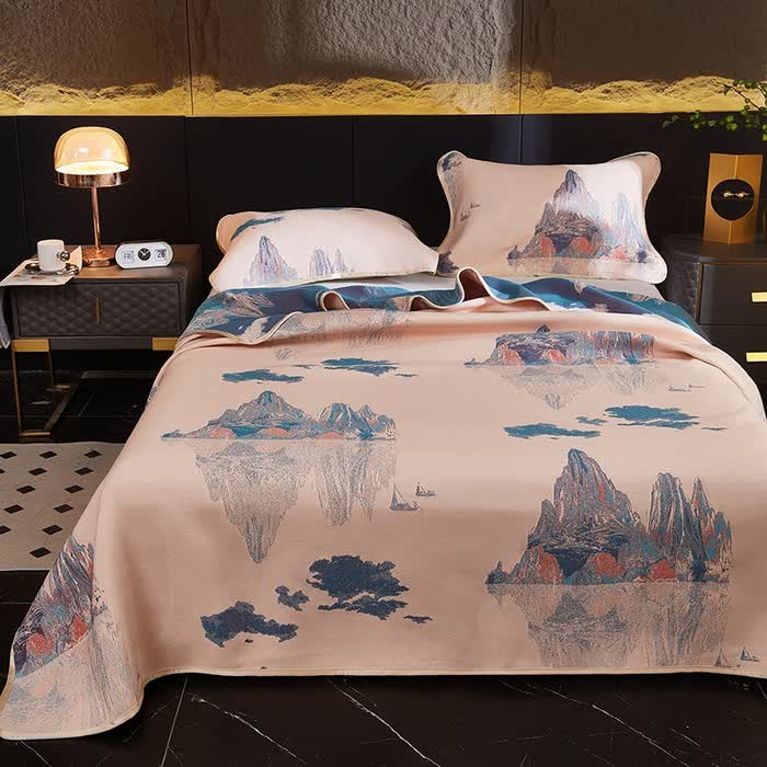 Couette réversible rafraîchissante et douce au style jacquard vintage