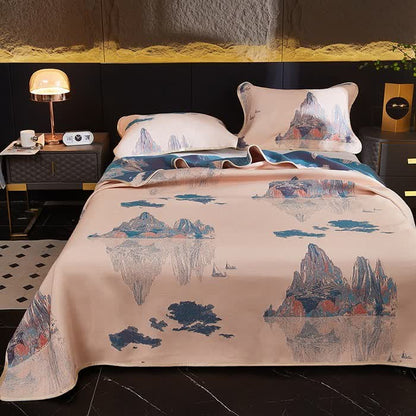 Couette réversible rafraîchissante et douce au style jacquard vintage