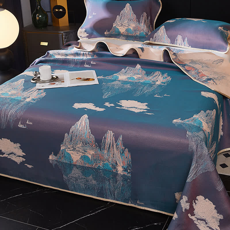 Couette réversible rafraîchissante et douce au style jacquard vintage