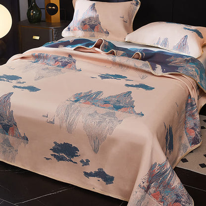 Couette réversible rafraîchissante et douce au style jacquard vintage