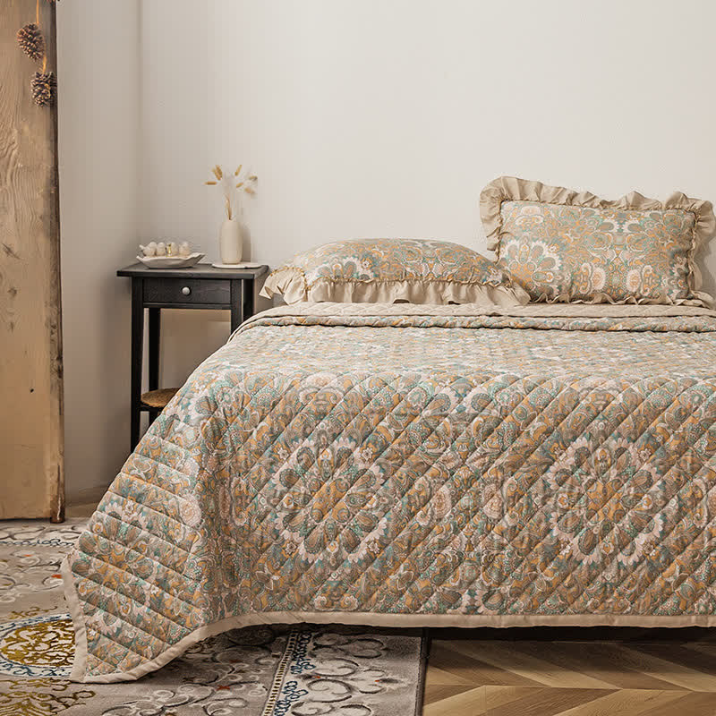 Linge de lit matelassé doux en fibre lyocell de style vintage