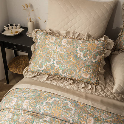 Linge de lit matelassé doux en fibre lyocell de style vintage