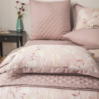 Linge de lit matelassé en fibre lyocell à motif floral