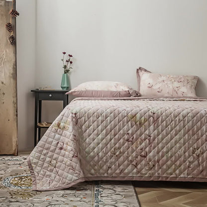 Linge de lit matelassé en fibre lyocell à motif floral