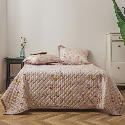 Linge de lit matelassé en fibre lyocell à motif floral