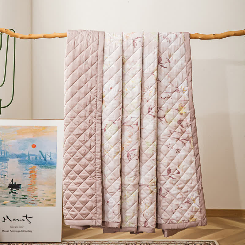 Linge de lit matelassé en fibre lyocell à motif floral