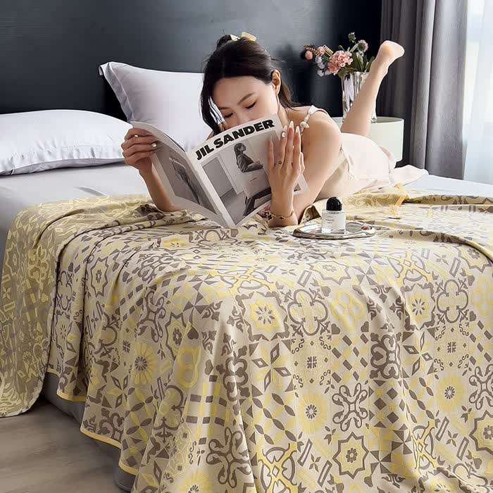 Couette légère en jacquard de fibre de bambou de style vintage