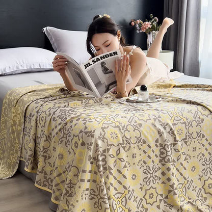 Couette légère en jacquard de fibre de bambou de style vintage