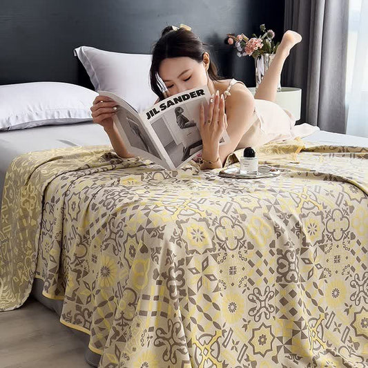 Couette légère en jacquard de fibre de bambou de style vintage