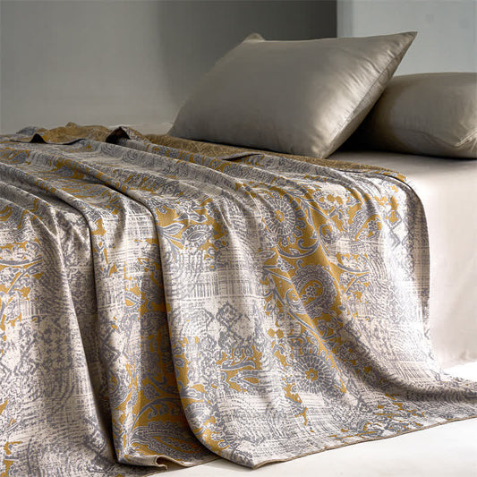 Couette respirante et douce en fibre lyocell avec motif cachemire jacquard