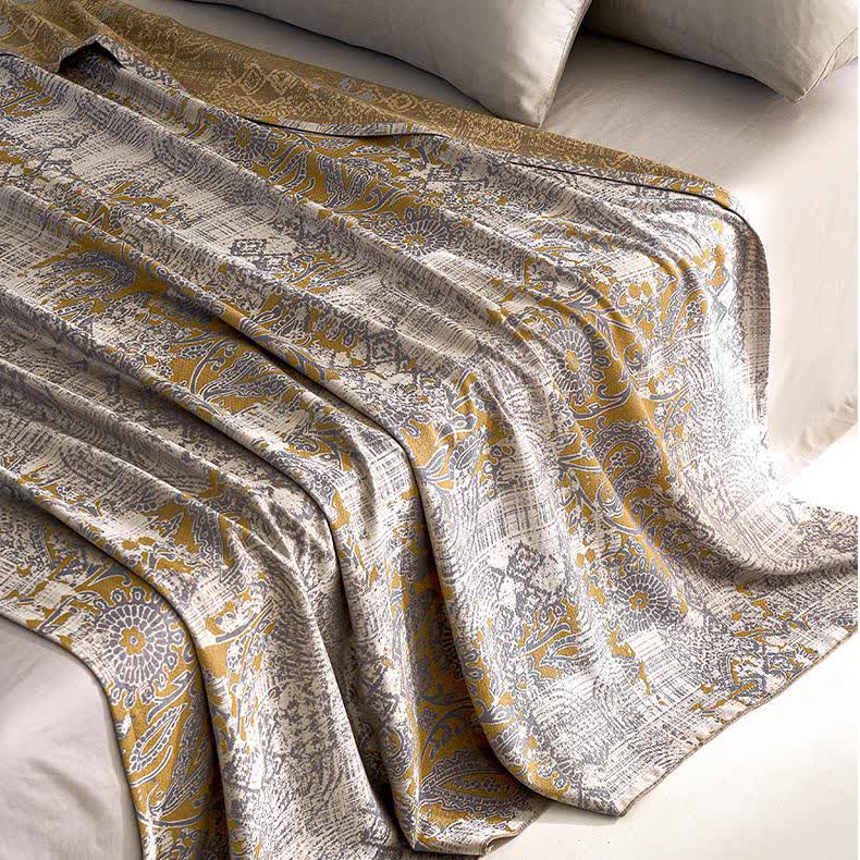 Couette respirante et douce en fibre lyocell avec motif cachemire jacquard
