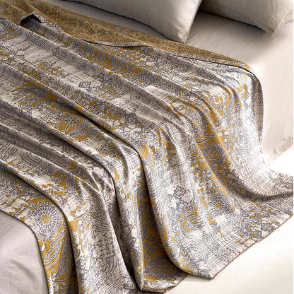 Couette respirante et douce en fibre lyocell avec motif cachemire jacquard