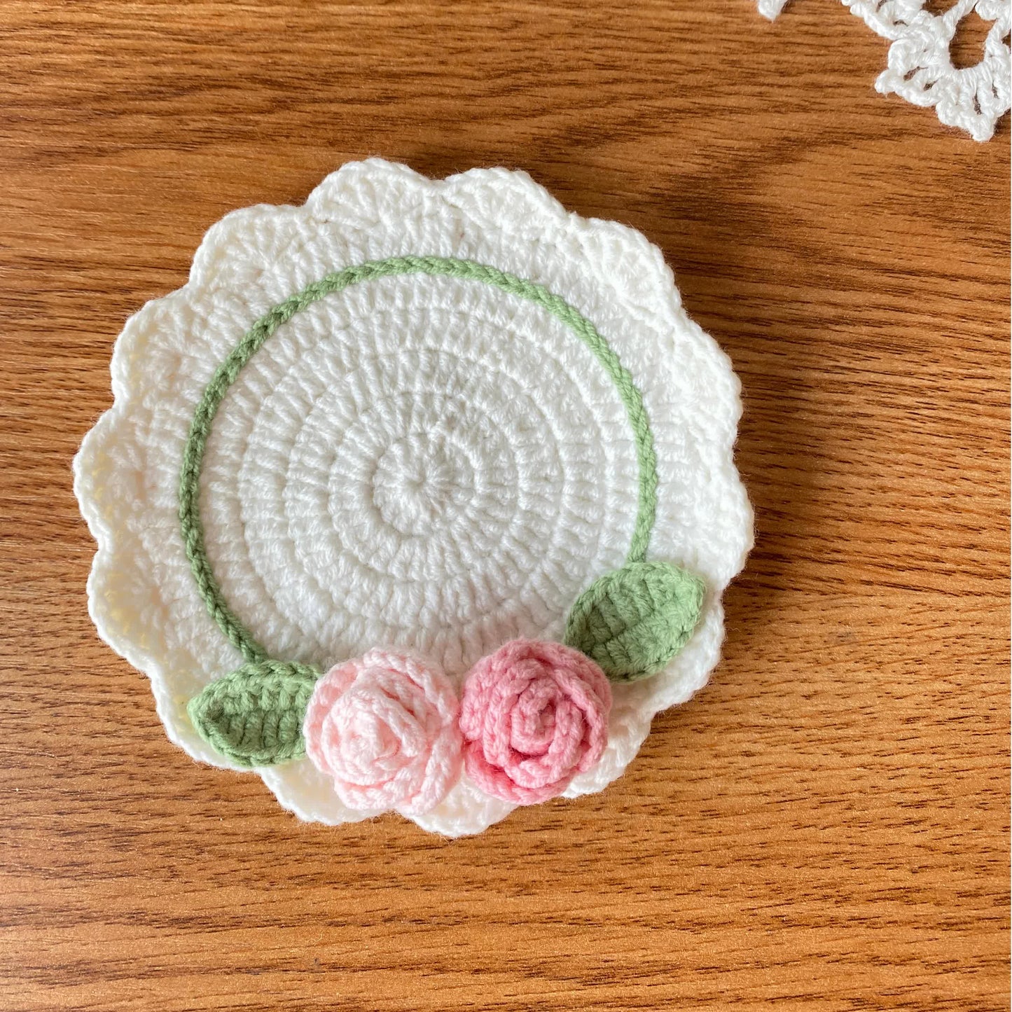 Dessous de verre au crochet fait main Refresh Rose