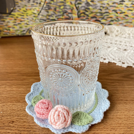 Dessous de verre au crochet fait main Refresh Rose