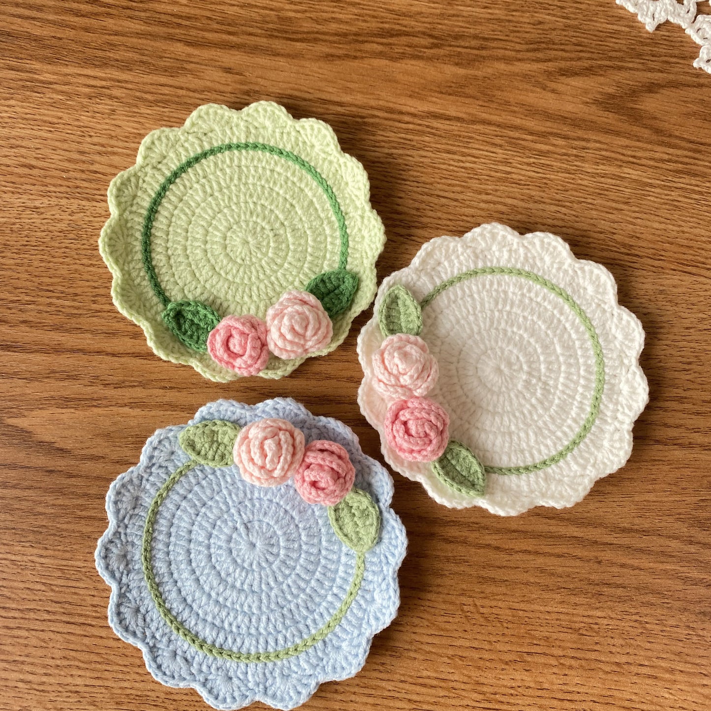 Dessous de verre au crochet fait main Refresh Rose