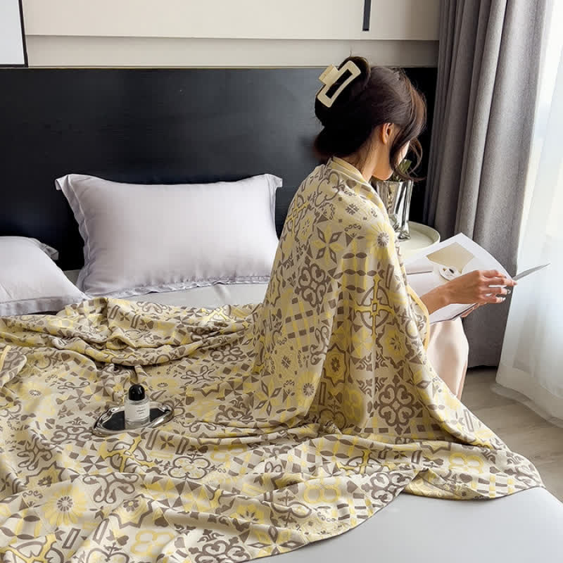 Couette légère en jacquard de fibre de bambou de style vintage