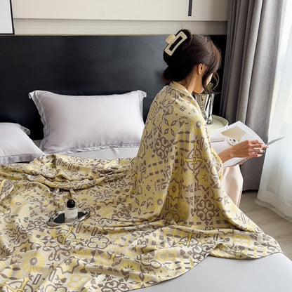 Couette légère en jacquard de fibre de bambou de style vintage