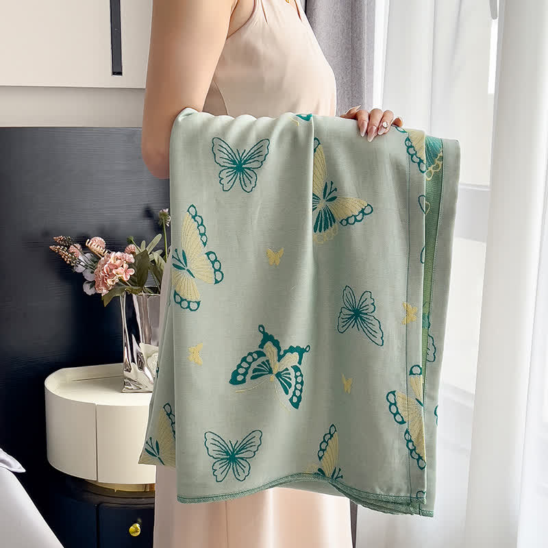 Couette douce et respirante en fibre de bambou avec motif papillon
