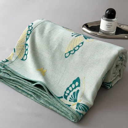 Couette douce et respirante en fibre de bambou avec motif papillon