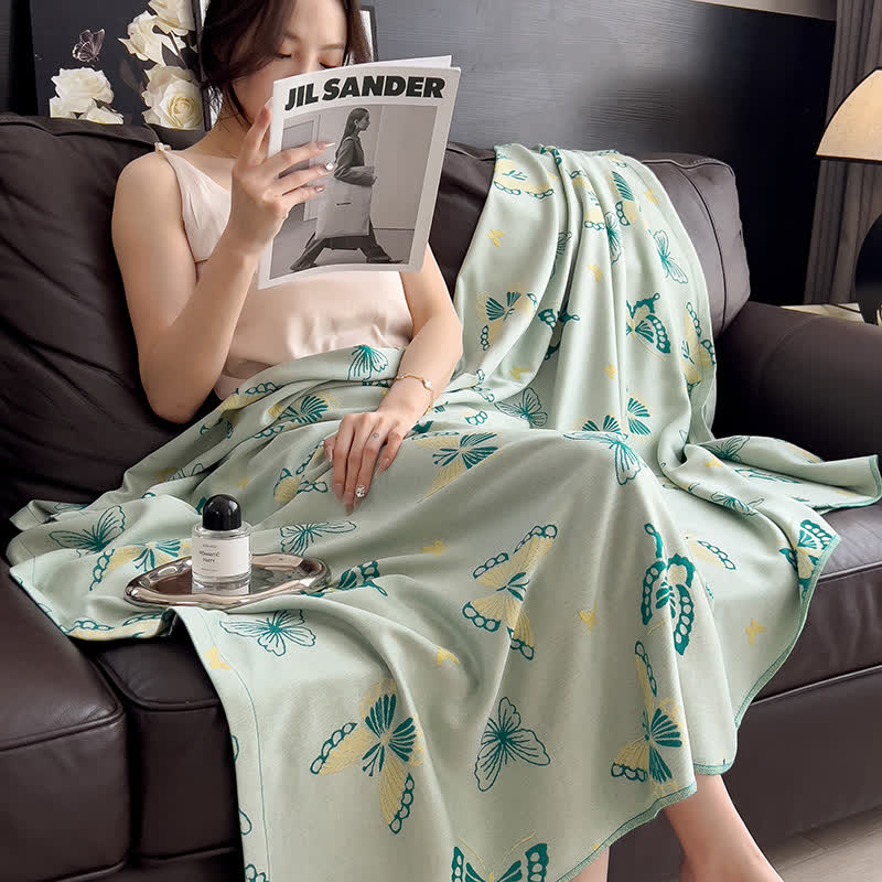 Couette douce et respirante en fibre de bambou avec motif papillon