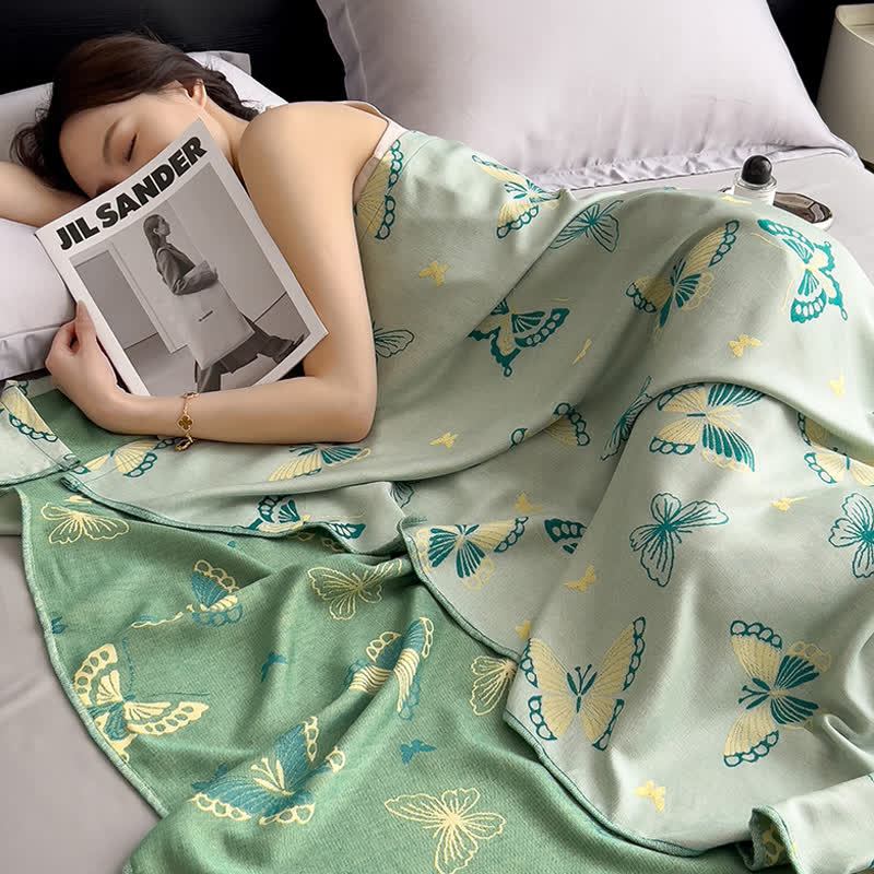 Couette douce et respirante en fibre de bambou avec motif papillon