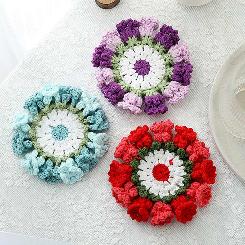 Dessous de verre au crochet fait main en muguet
