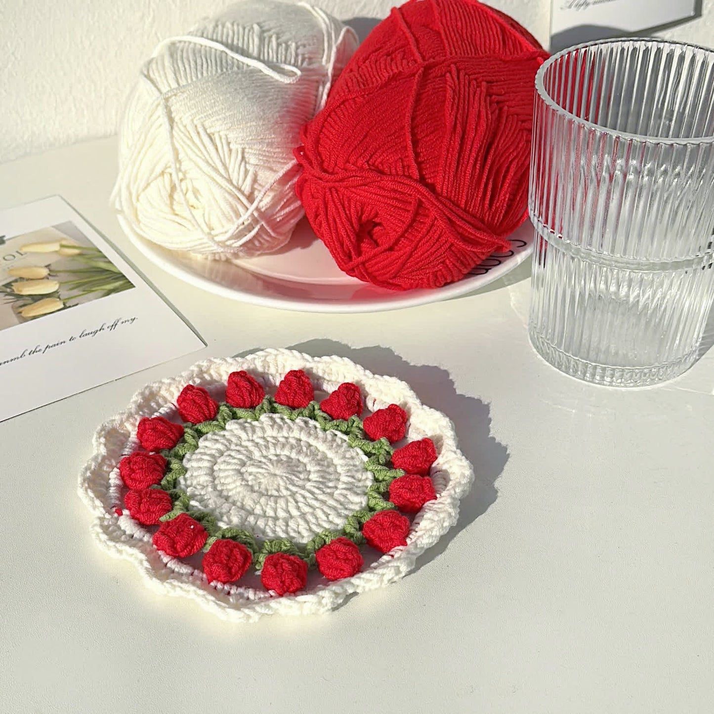 Dessous de verre tulipe rural fait main au crochet