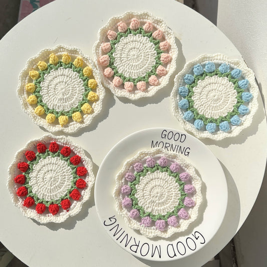Dessous de verre tulipe rural fait main au crochet