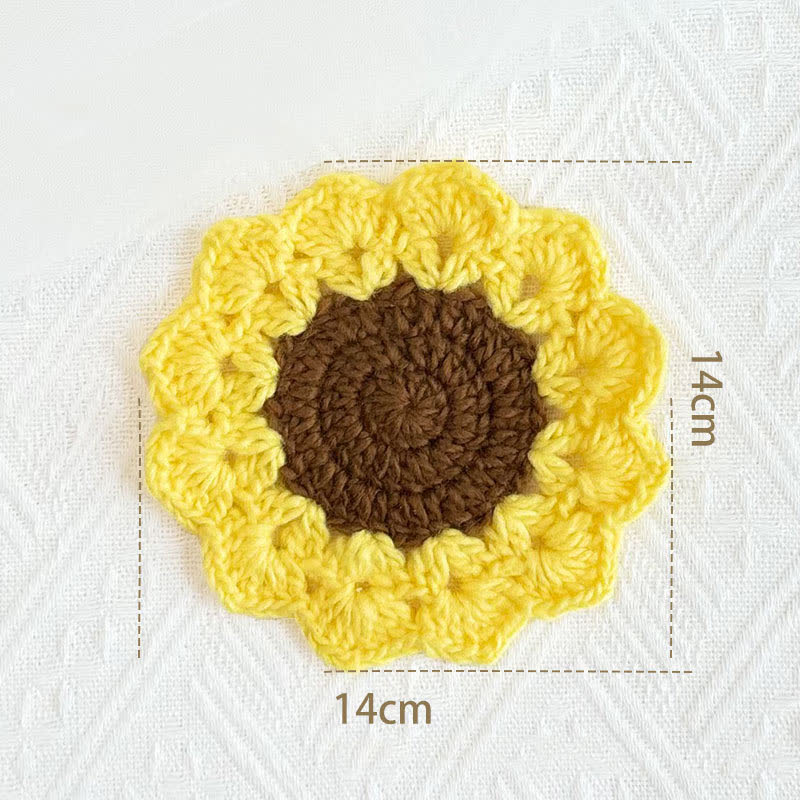 Dessous de verre fait main au crochet avec des fleurs