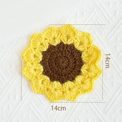 Dessous de verre fait main au crochet avec des fleurs