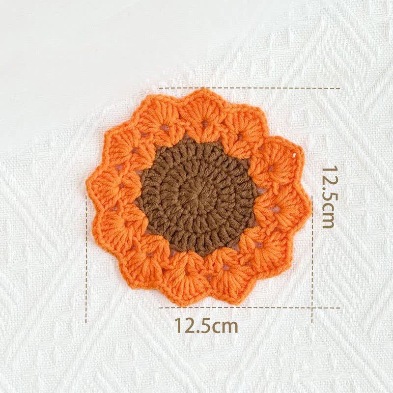 Dessous de verre fait main au crochet avec des fleurs