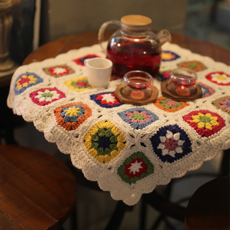 Couverture crochetée tissée à la main avec bordure marguerite