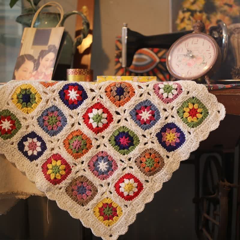 Couverture crochetée tissée à la main avec bordure marguerite