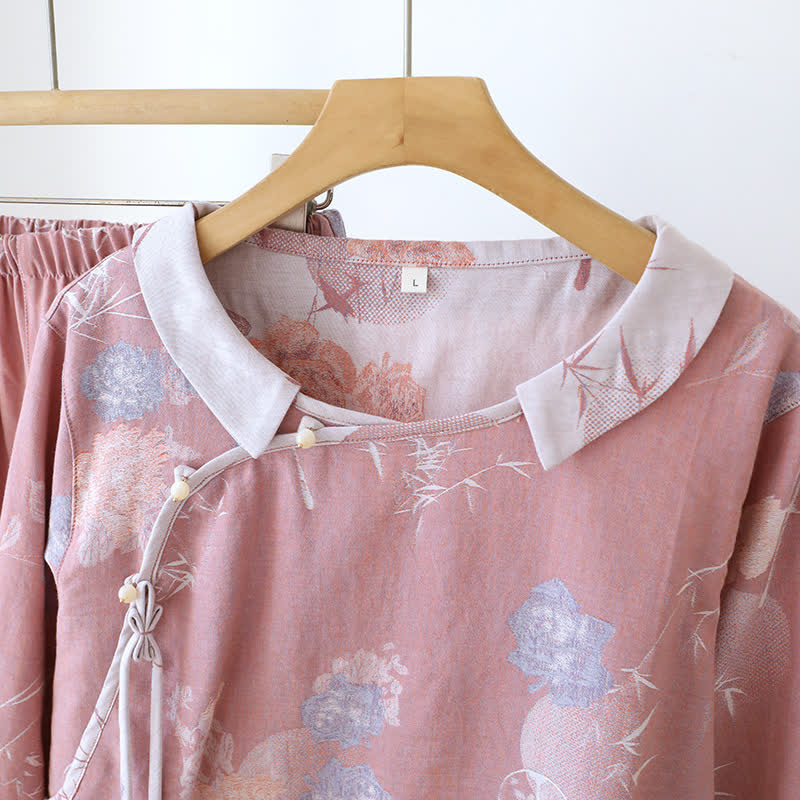 Ensemble de pyjama vintage en coton et bambou à fleurs