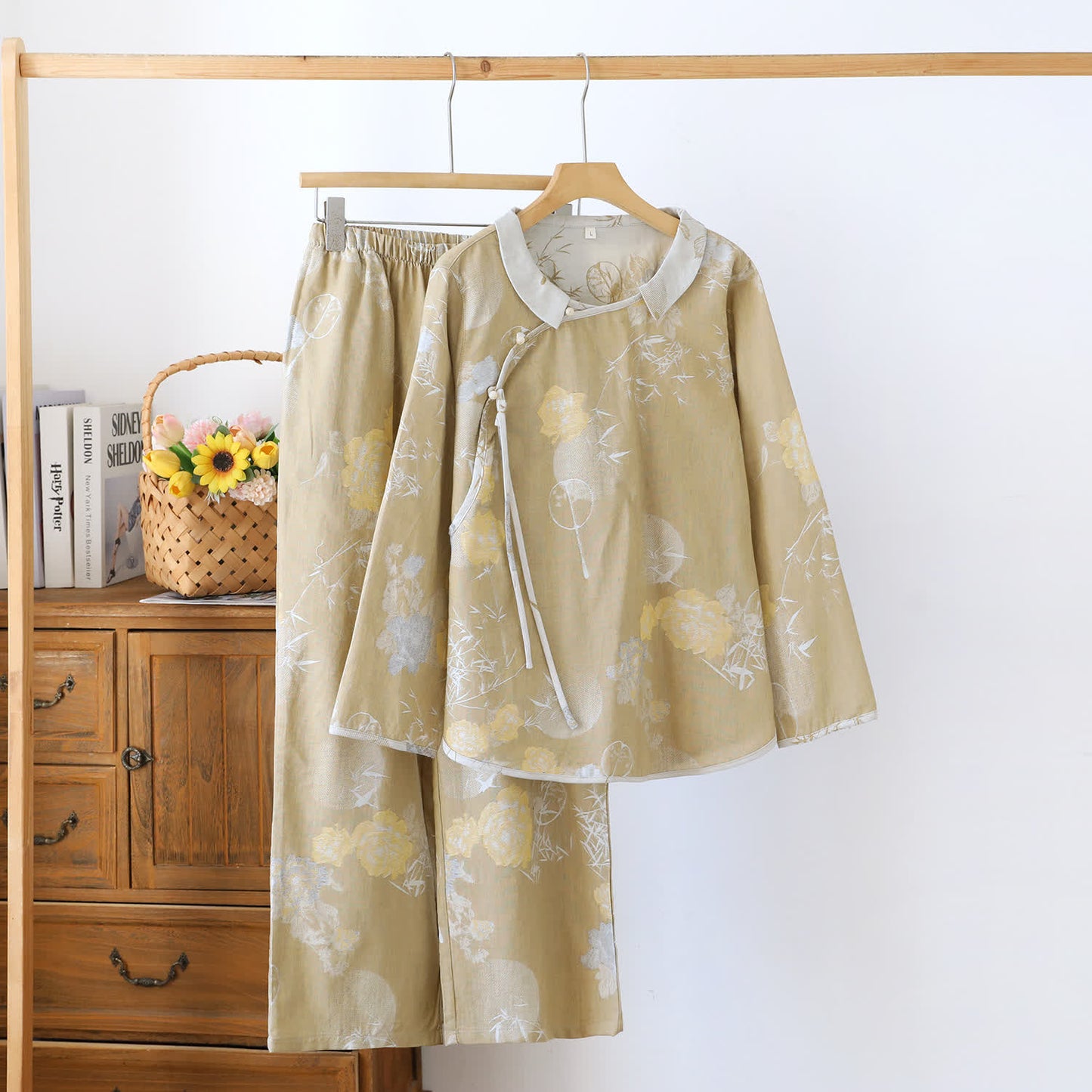 Ensemble de pyjama vintage en coton et bambou à fleurs
