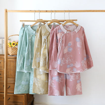 Ensemble de pyjama vintage en coton et bambou à fleurs