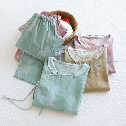 Ensemble de pyjama vintage en coton et bambou à fleurs