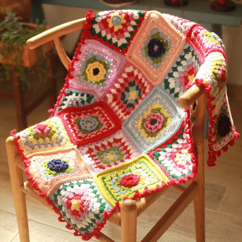 Élégante couverture au crochet tissée à la main avec motif floral
