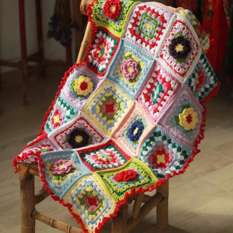 Élégante couverture au crochet tissée à la main avec motif floral