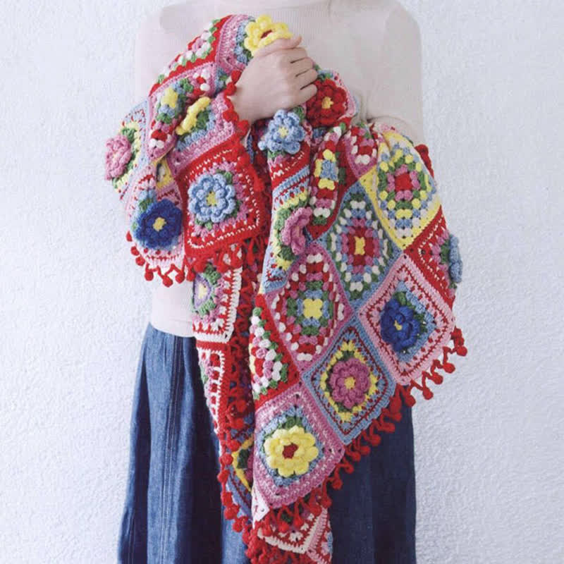 Élégante couverture au crochet tissée à la main avec motif floral